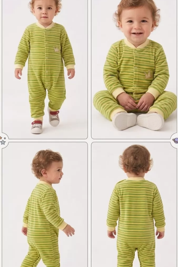 3/12 Ay Kadife Kumaş Bebek Tulumu