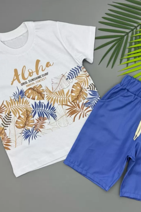 3/5 Yaş Aloha Yaprak Baskılı Çocuk Takımı