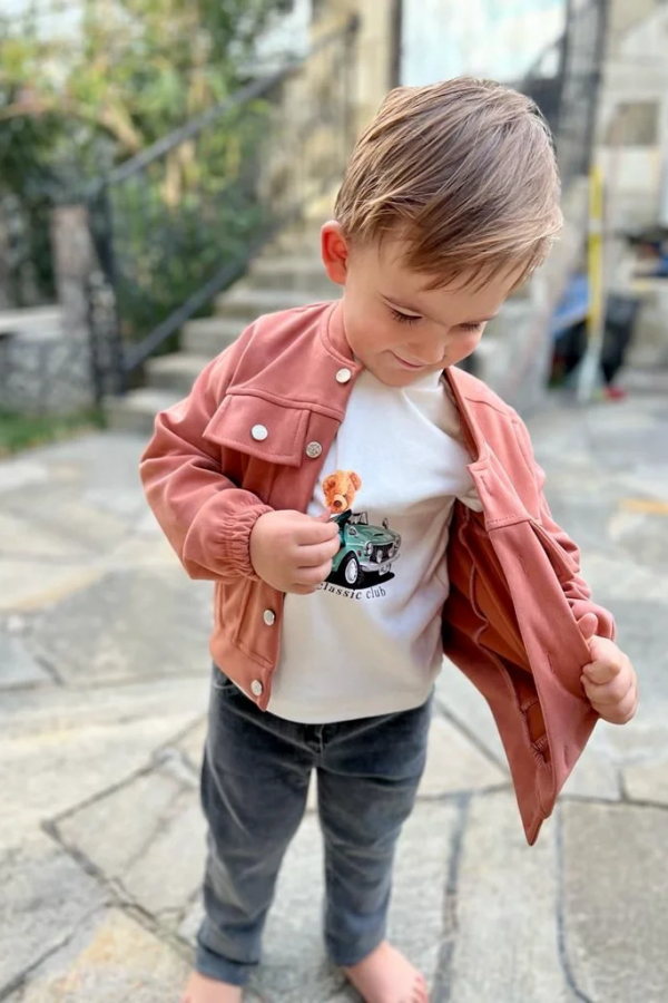 4-5-6 Yaş Kot Pantolonlu Nubukceketli Uzun Kollu Penye Sweat 3lü Erkek Çocuk Takımı