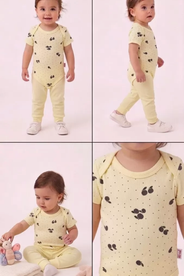 6/18 Ay Baskılı Zıbınlı Penye Bebek Takımı