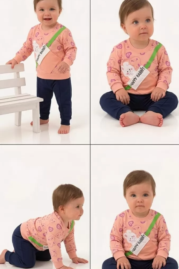6/24 Ay Baskılı Penye Bebek Takımı