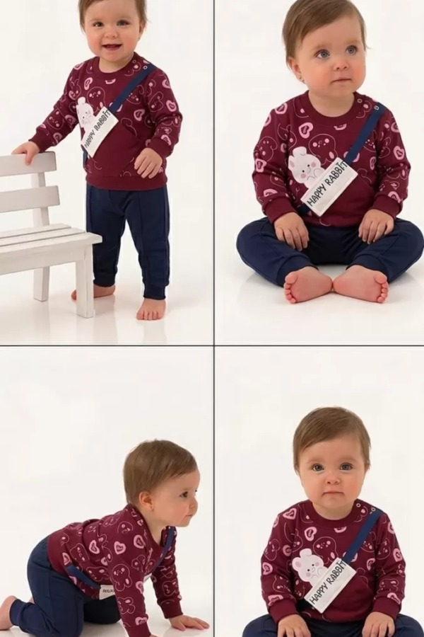 6/24 Ay Baskılı Penye Bebek Takımı