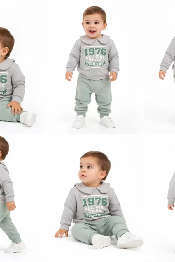 6/24 Ay Bebe Yakalı Penye Bebek Takımı