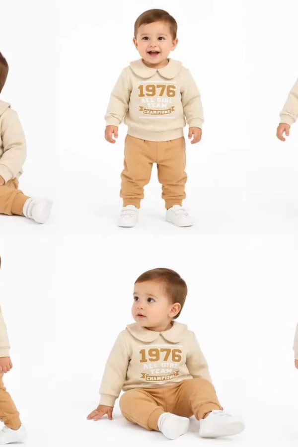 6/24 Ay Bebe Yakalı Penye Bebek Takımı