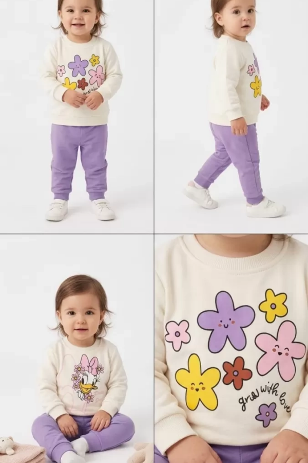 6/24 Ay Çiçek Baskılı Basic Bebek Takımı