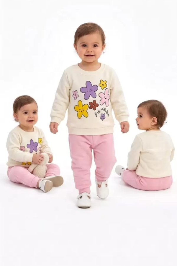 6/24 Ay Çiçek Baskılı Basic Bebek Takımı