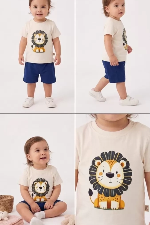 6/24 Ay Keten Şortlu Basic Bebek Takımı