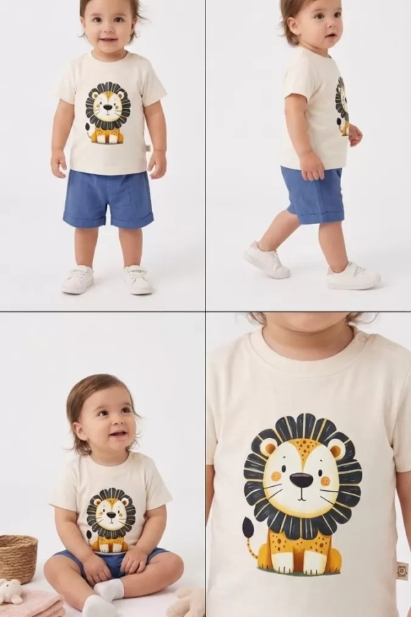 6/24 Ay Keten Şortlu Basic Bebek Takımı