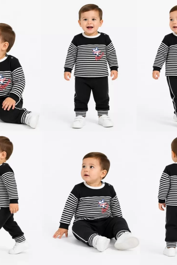 6/24 Ay Melanj Çizgili Bebek Takımı