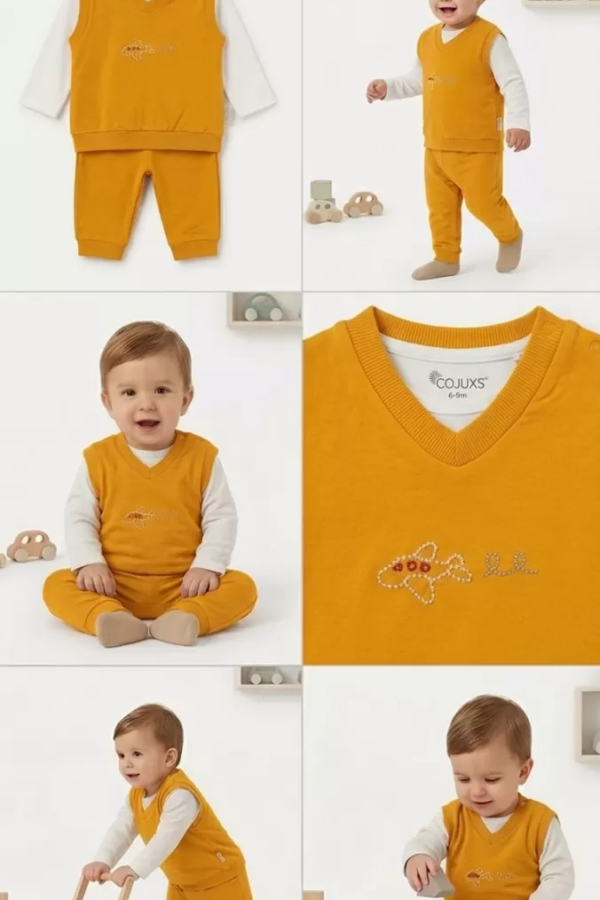 6/24 Ay Yelekli Badyli 3 Parça Bebek Takımı