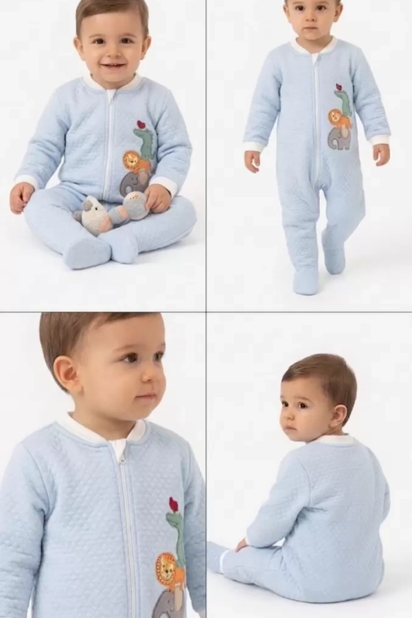 6/48 Ay Kapitoneli Nakışlı Bebek Uyku Tulumu