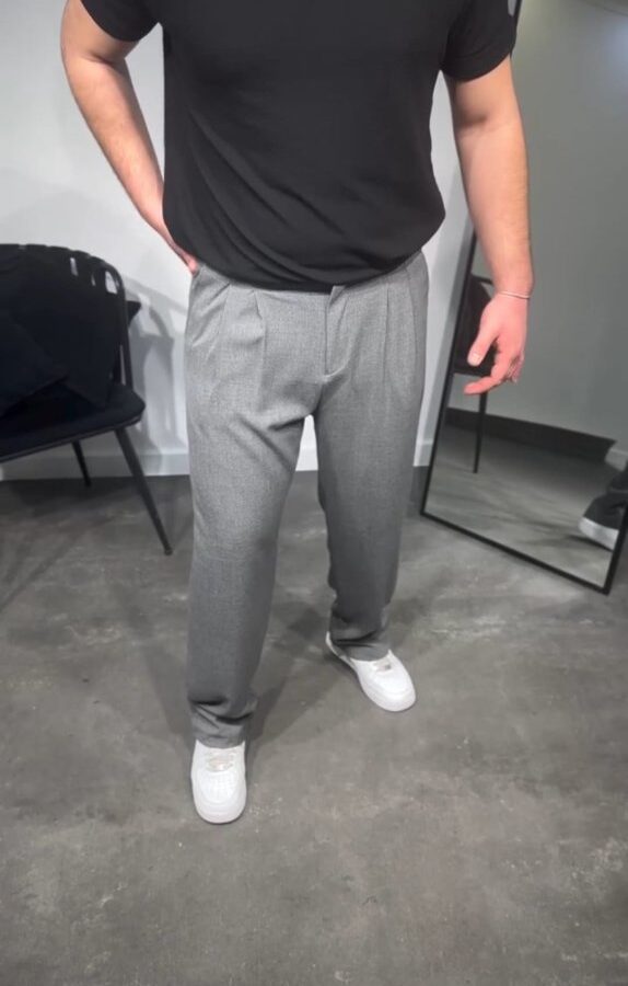 Erkek Pileli Kumaş Baggy Pantolon
