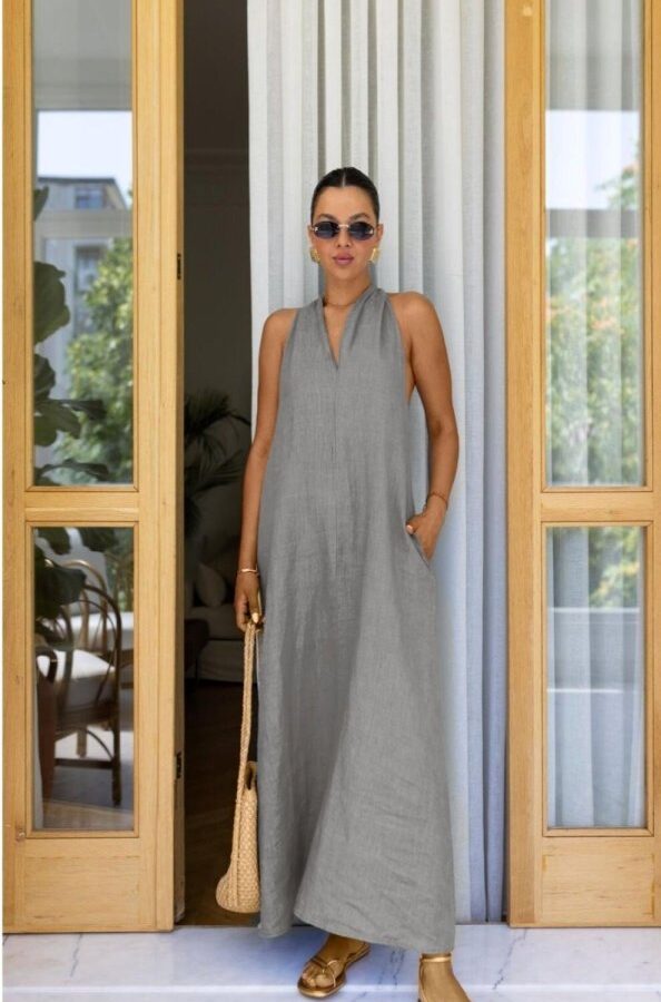 V Yaka Paraşüt Elbise