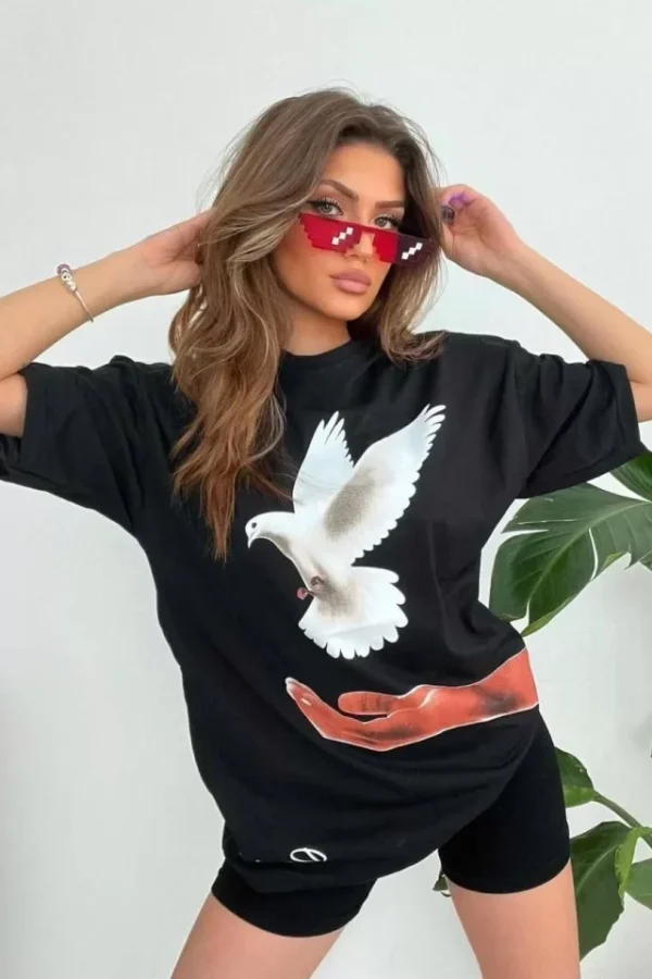 Dijital Baskılı T-Shirt - Siyah