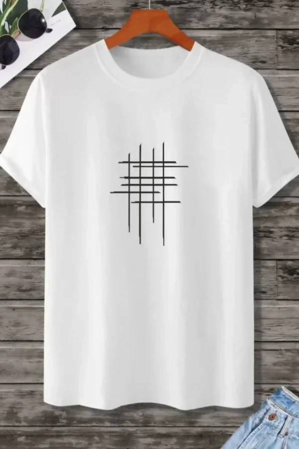 Unisex Baskılı Oversize T-Shirt - Beyaz