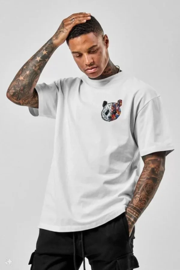 Unisex Baskılı Oversize T-Shirt - Beyaz