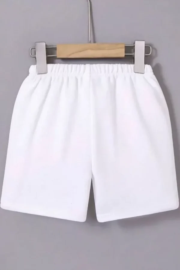 Beli Lastikli Mini Düz Şort - Beyaz