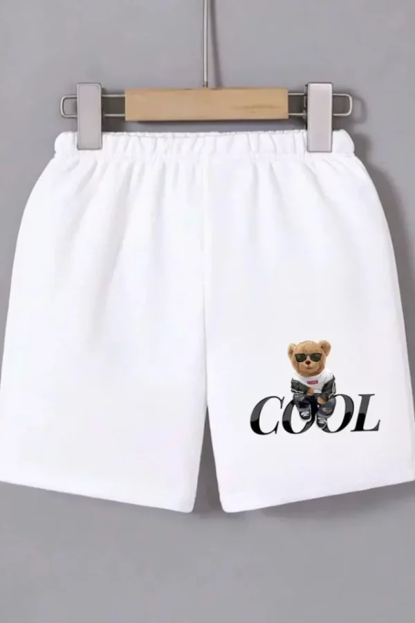 Beli Lastikli Baskılı Mini Şort - Beyaz