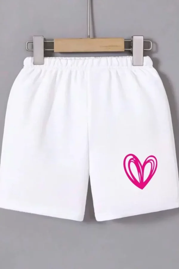 Beli Lastikli Baskılı Mini Şort - Beyaz
