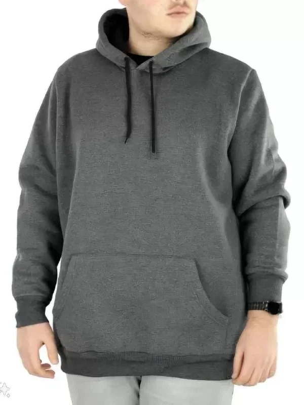 Erkek Uzun Kol Kapşonlu Basic Sweatshirt Hoodie - Füme