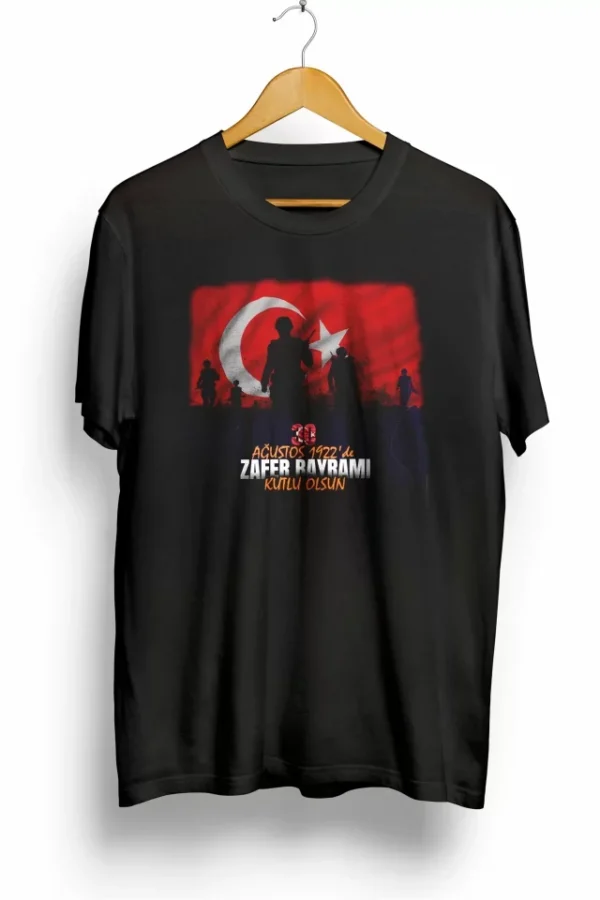 30 Ağustos Atatürk Baskılı T-shirt - Siyah