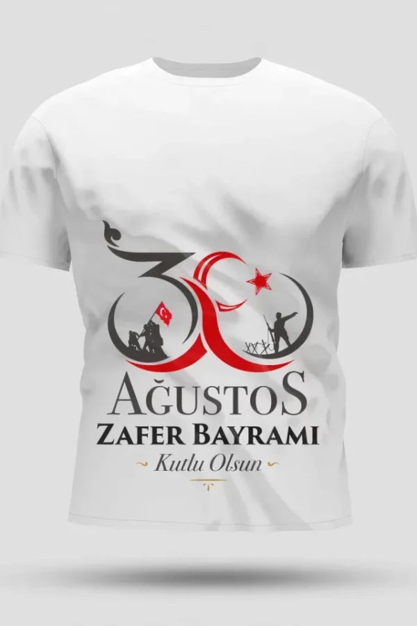 30 Ağustos Oversize Baskılı T-shirt - Beyaz