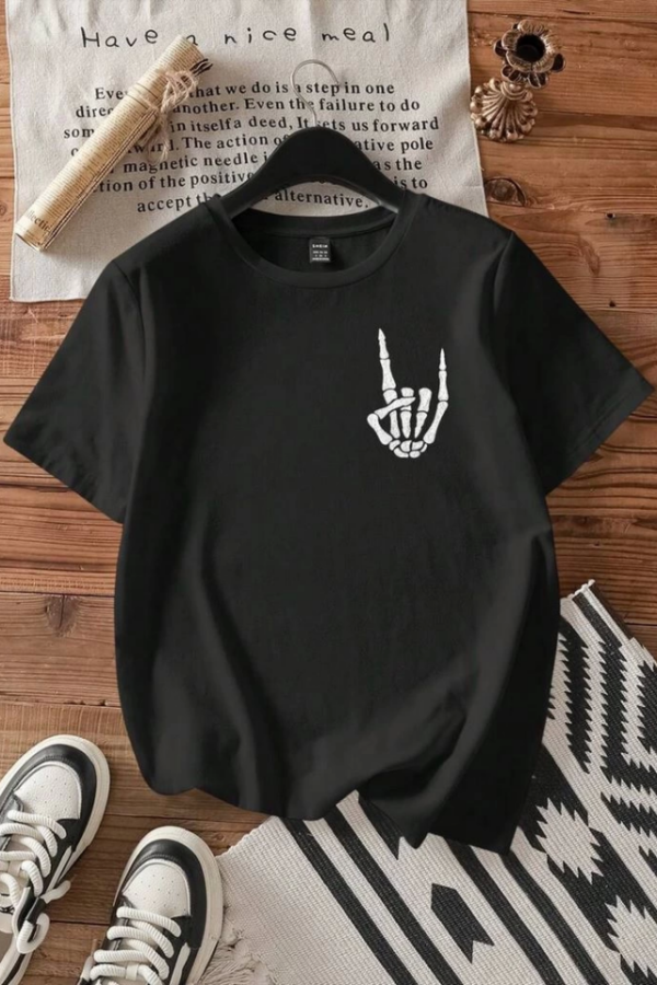 Baskılı T-shirt - Siyah