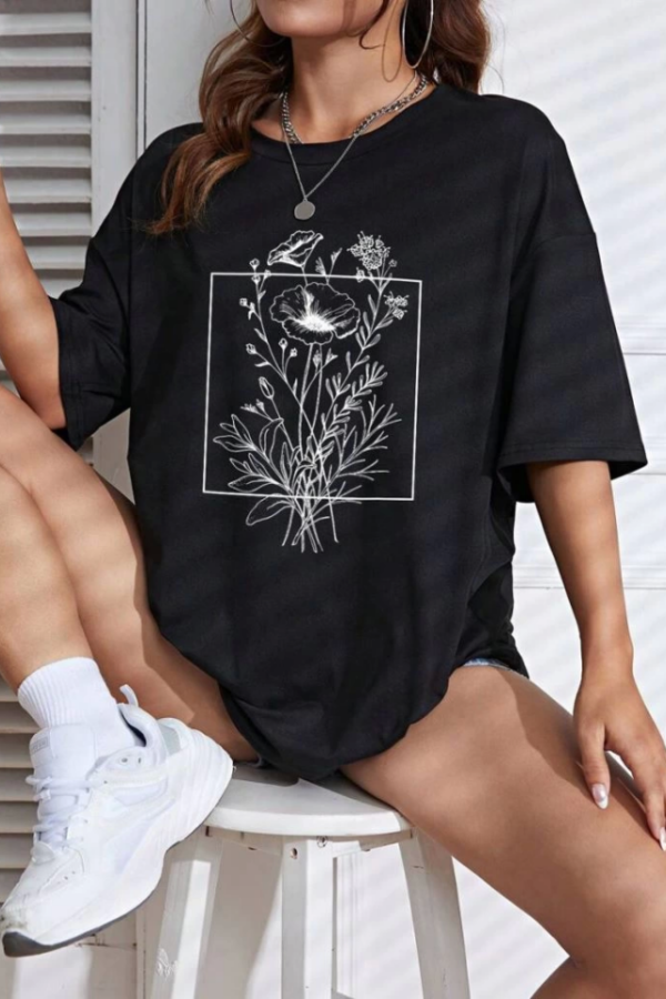 Baskılı T-shirt - Siyah