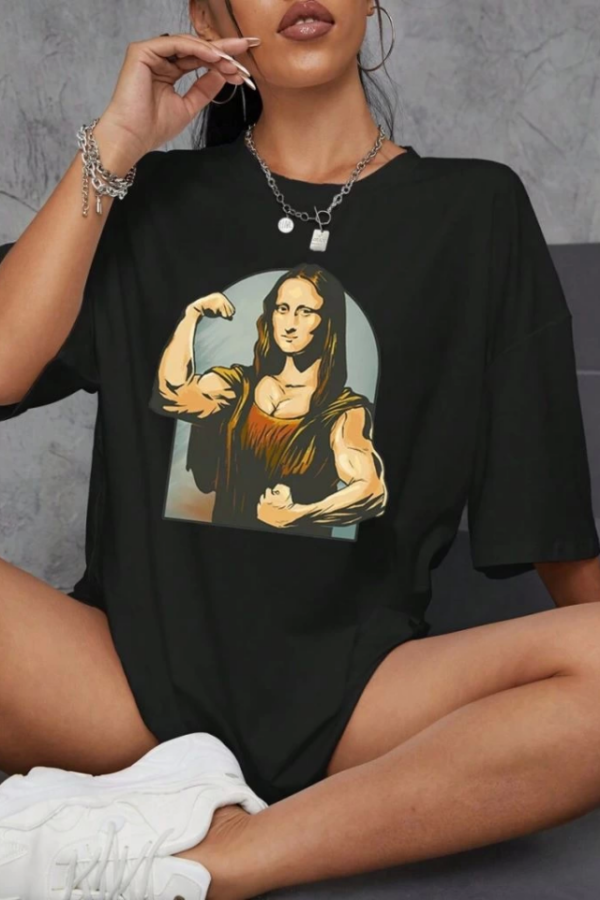 Baskılı Oversize T-shirt - Siyah