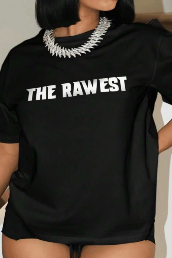 Baskılı Oversize T-shirt - Siyah