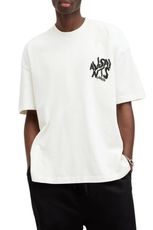 Erkek Baskılı Oversize T-shirt - Beyaz