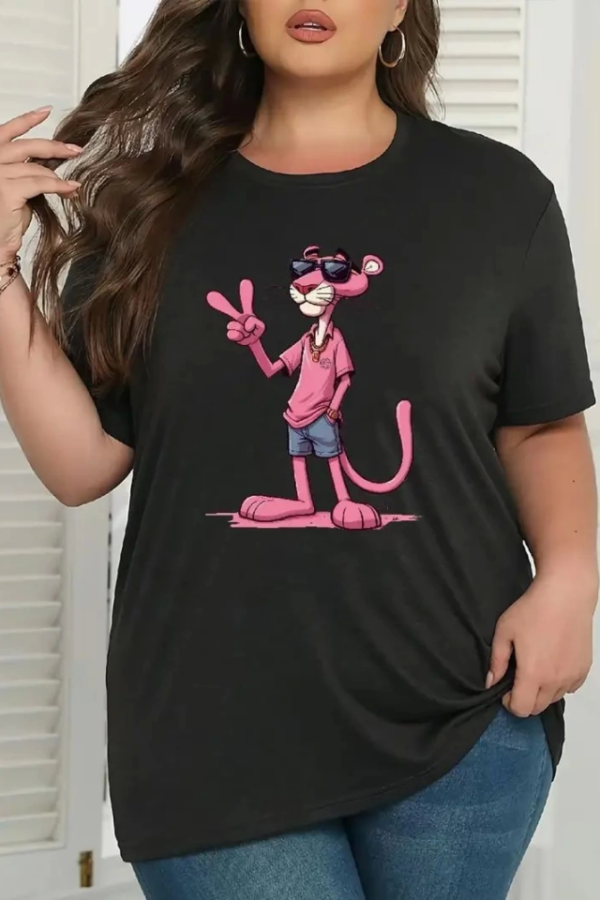 Baskılı Oversize Bisiklet Yaka T-shirt - Beyaz
