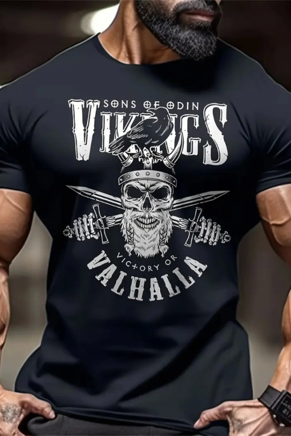 Baskılı Oversize Bisiklet Yaka T-shirt - Siyah