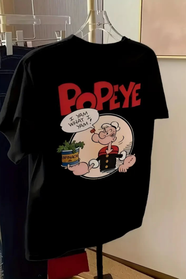 Baskılı Oversize Bisiklet Yaka T-shirt - Siyah