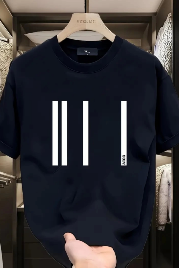 Baskılı Oversize Bisiklet Yaka T-shirt - Siyah