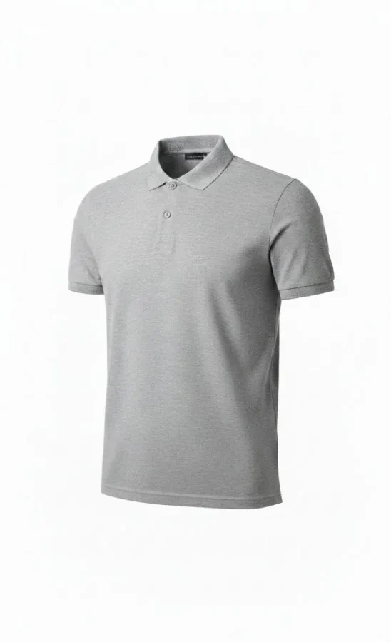 Erkek Pike Kumaş Düğmeli Yaka Regular Fit Günlük Kısa Kol Tişört T-shirt - Gri