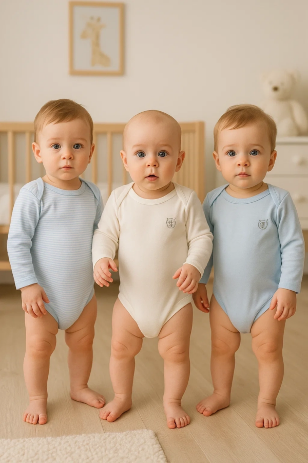 3'lü Naturel Bebek Badi Zıbın -%100 Pamuk