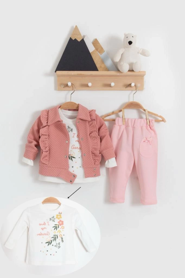 Fırfır Detaylı 3 Lü Kız Bebek Takım