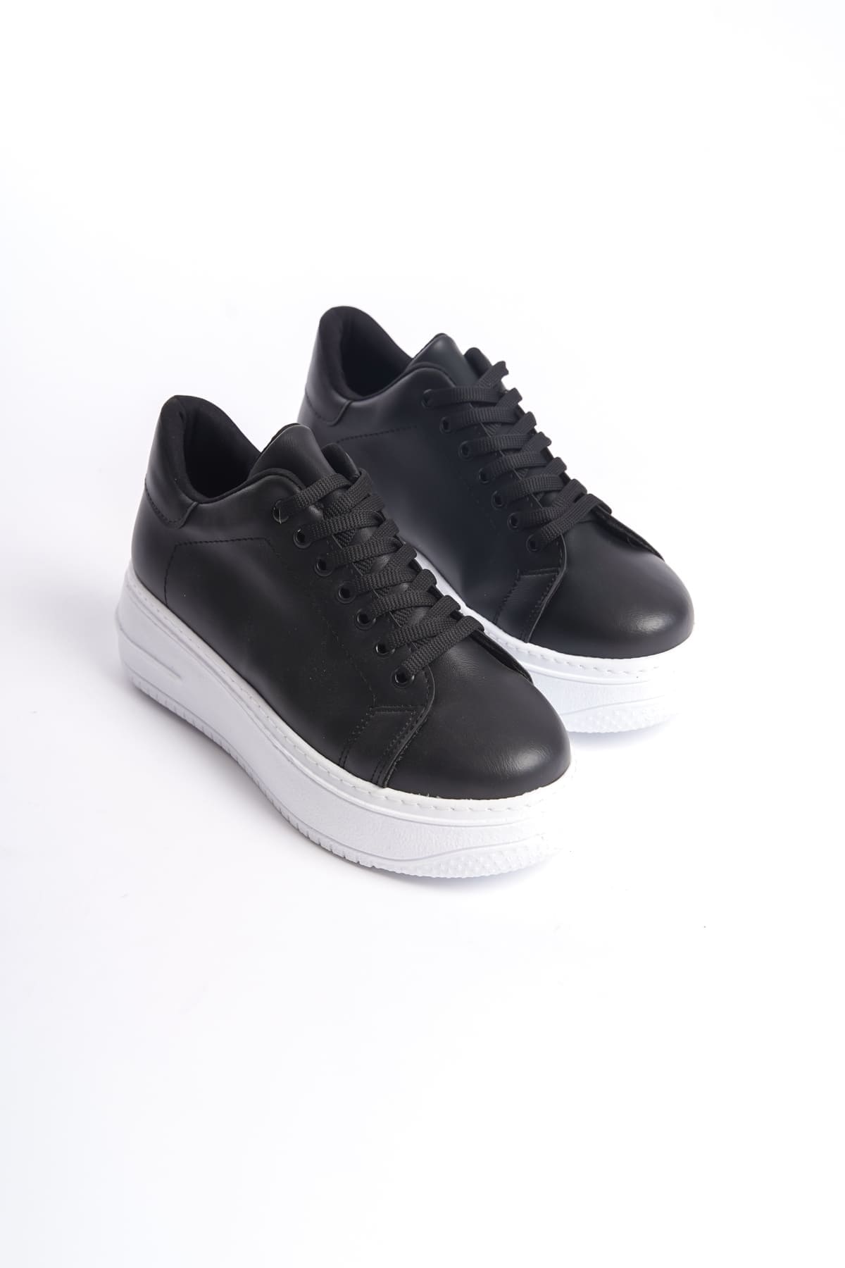 BIANA Bağcıklı Ortopedik Taban Kadın Sneaker Spor Ayakkabı CBT - Siyah - Görsel 4