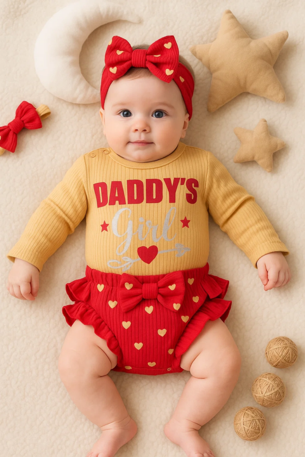 Daddy's Girl Bandanalı Kız Bebek Takımı