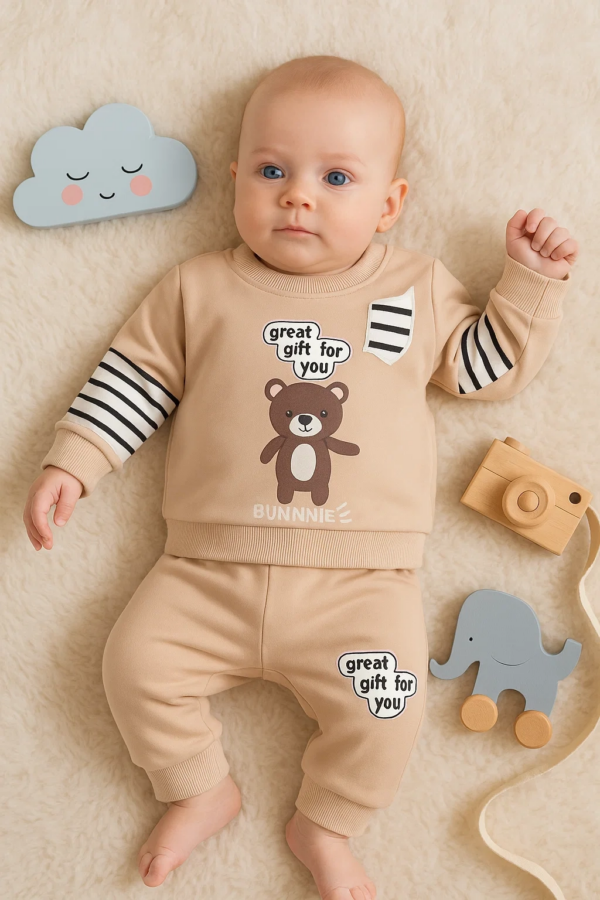 Gift For You Desenli 2'li % 100 Pamuk Erkek Bebek Takımı