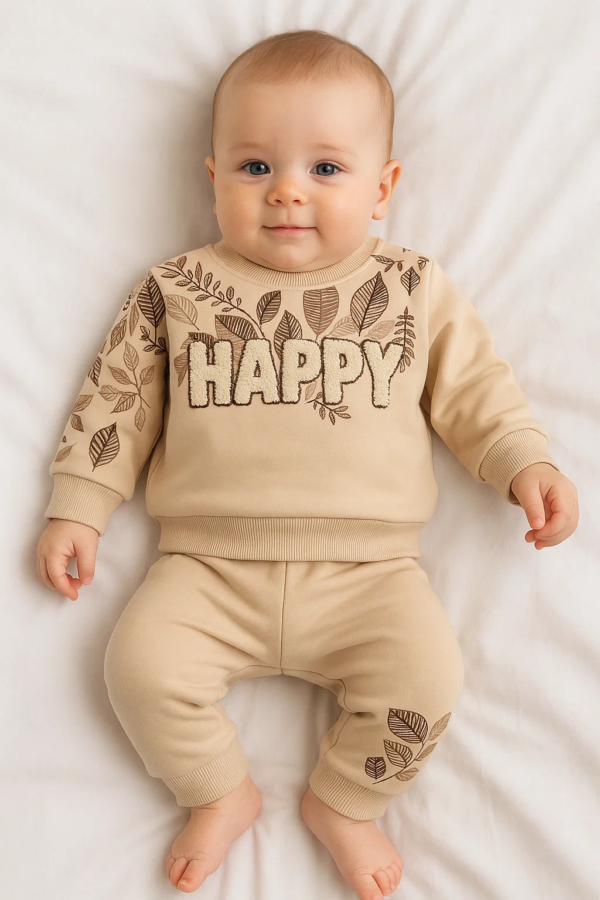 Happy Yaprak Desenli 2'li Erkek Bebek Takım