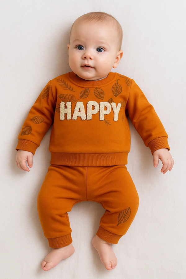 Happy Yaprak Desenli 2'li Erkek Bebek Takım