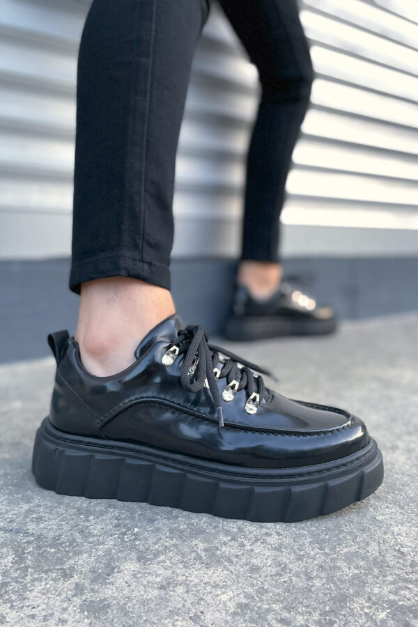 JY010 Cloud Bağcıklı Rugan Erkek Günlük Sneaker Ayakkabı RST - Siyah