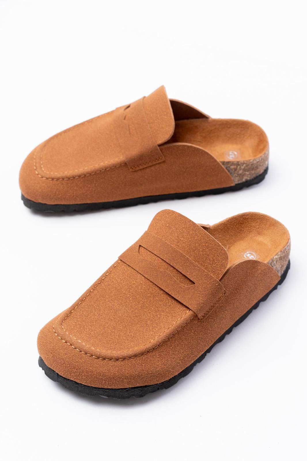 JY0456 Rayn Bağcıksız Hakiki Süet Deri Erkek Günlük Mantar Taban Loafer Klasik Ayakkabı HDMT - Taba - Görsel 4