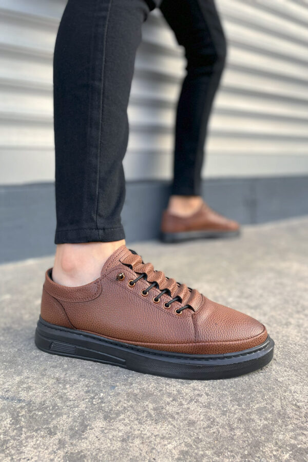 JY0535 Prime Bağcıklı Cilt Erkek Günlük Sneaker Ayakkabı CST - Taba