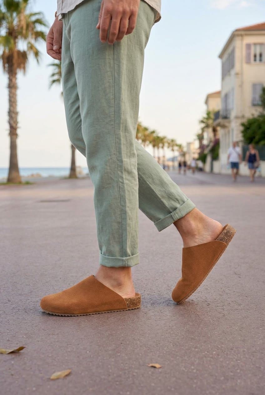 JY0556 Ravn Bağcıksız Hakiki Süet Deri Erkek Günlük Mantar Taban Loafer Klasik Ayakkabı HDMT - Taba