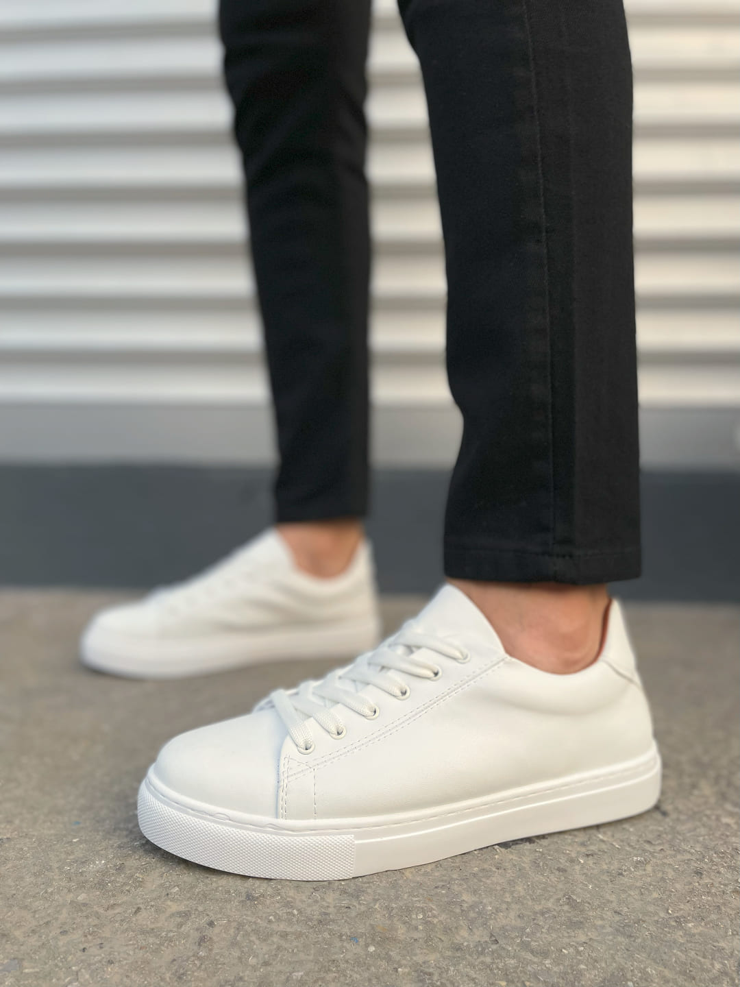 JY122 Mode Bağcıklı Cilt Erkek Günlük Sneaker Ayakkabı CBT - Beyaz - Görsel 2