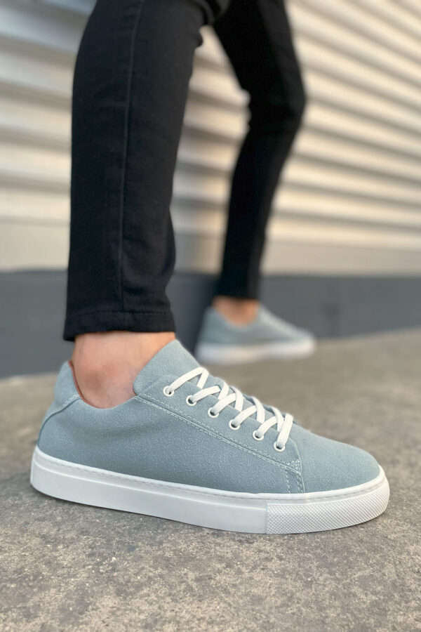 JY122 Mode Bağcıklı Süet Erkek Günlük Sneaker Ayakkabı SBT - Mavi