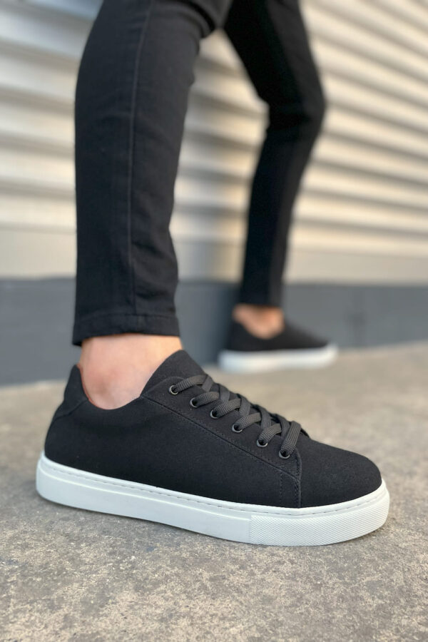 JY122 Mode Bağcıklı Süet Erkek Günlük Sneaker Ayakkabı SBT - Siyah